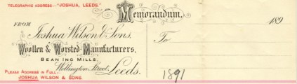 Joshua Wilson and Sons Letterhead